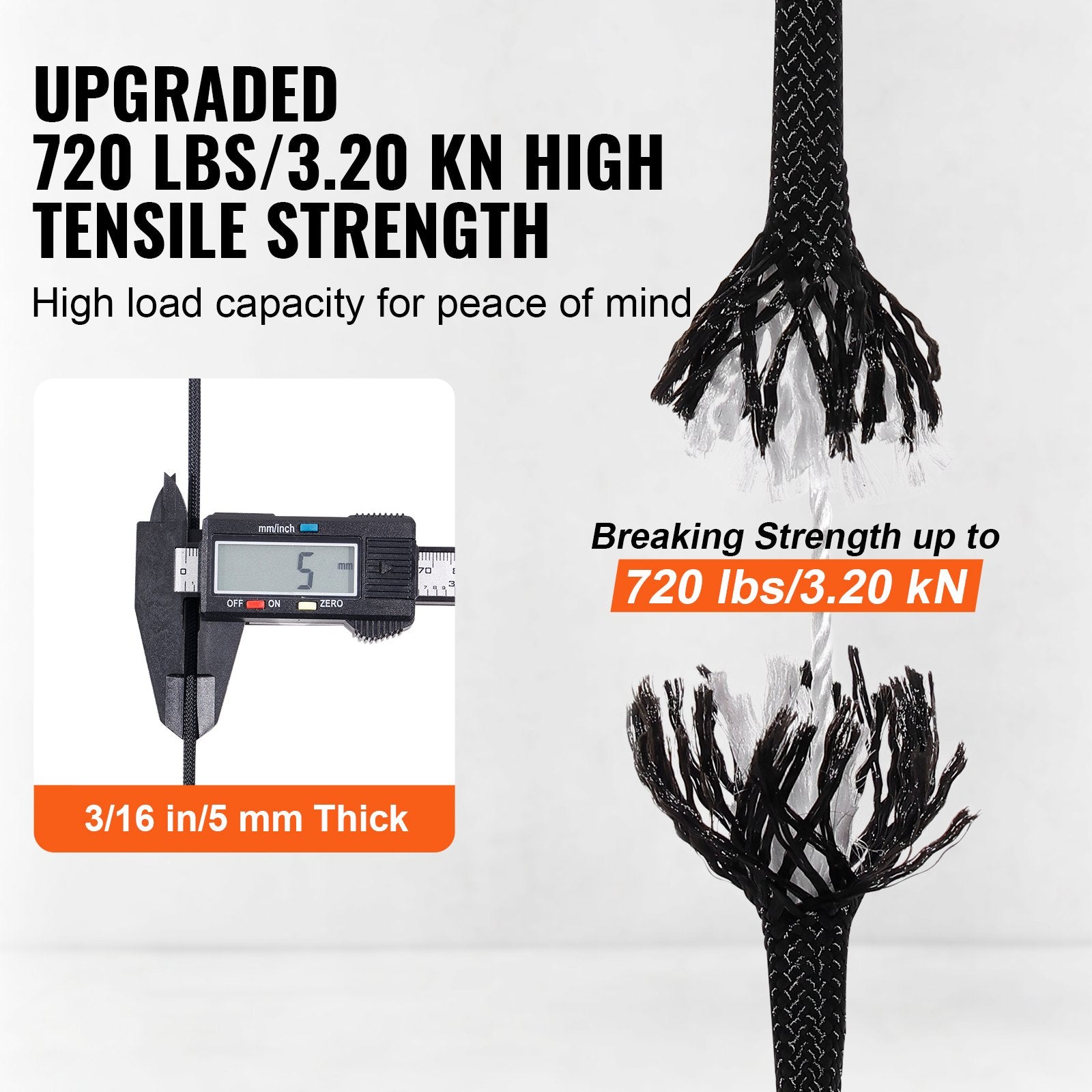 Braided Nylon Rope, 5 mm x 304.8 m, 32 Strands, 3.20kN Breaking Strength Outdoor Climbing Rope, Arborist Tree V952-HCCLSNL316INDUEVBV0