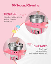 Electric Cotton Candy Machine with Cart, 1000W Commercial Candy Floss Maker with 52cm in Stainless Steel V952-HCDRMHTJFSWGBY4LWV3