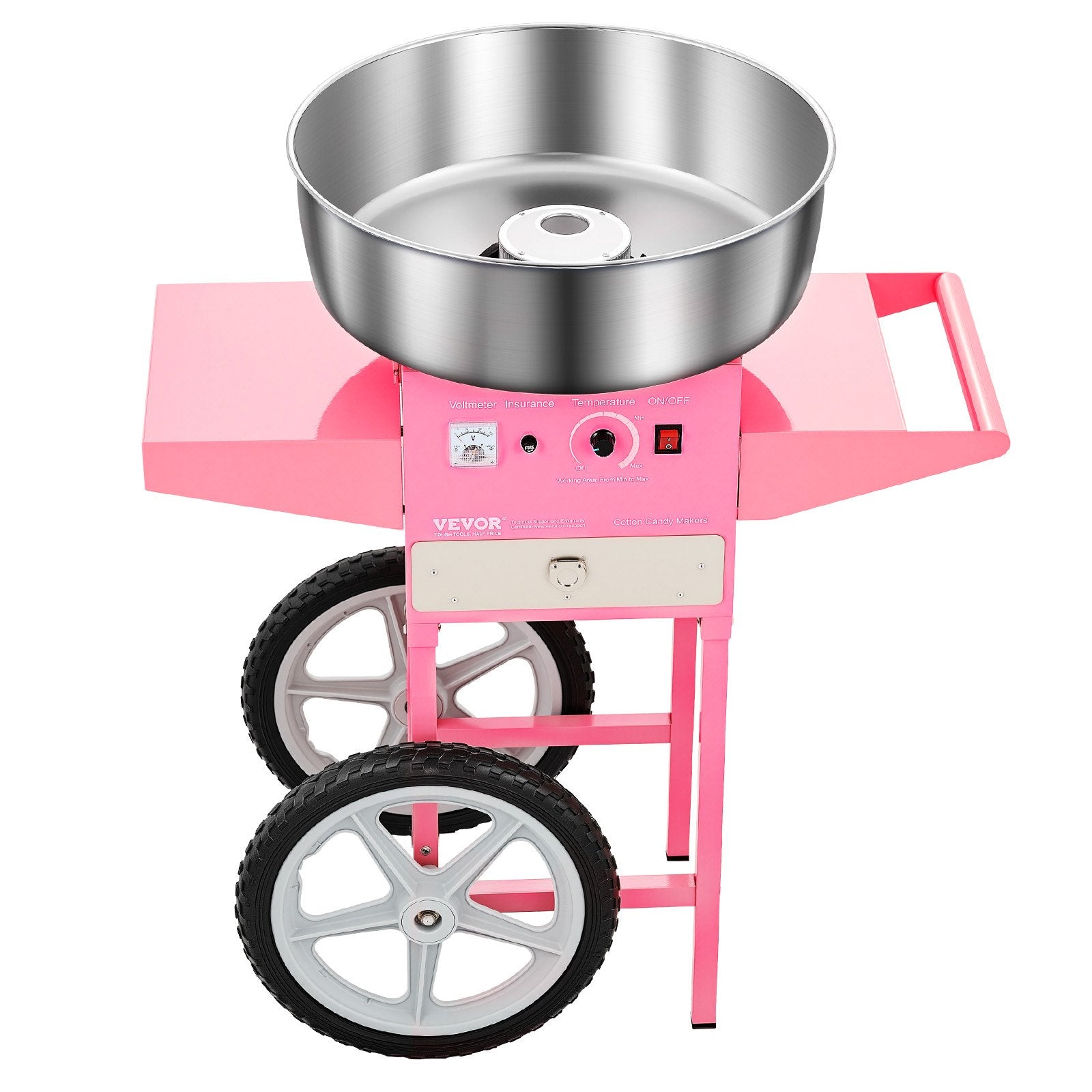 Electric Cotton Candy Machine with Cart, 1000W Commercial Candy Floss Maker with 52cm in Stainless Steel V952-HCDRMHTJFSWGBY4LWV3