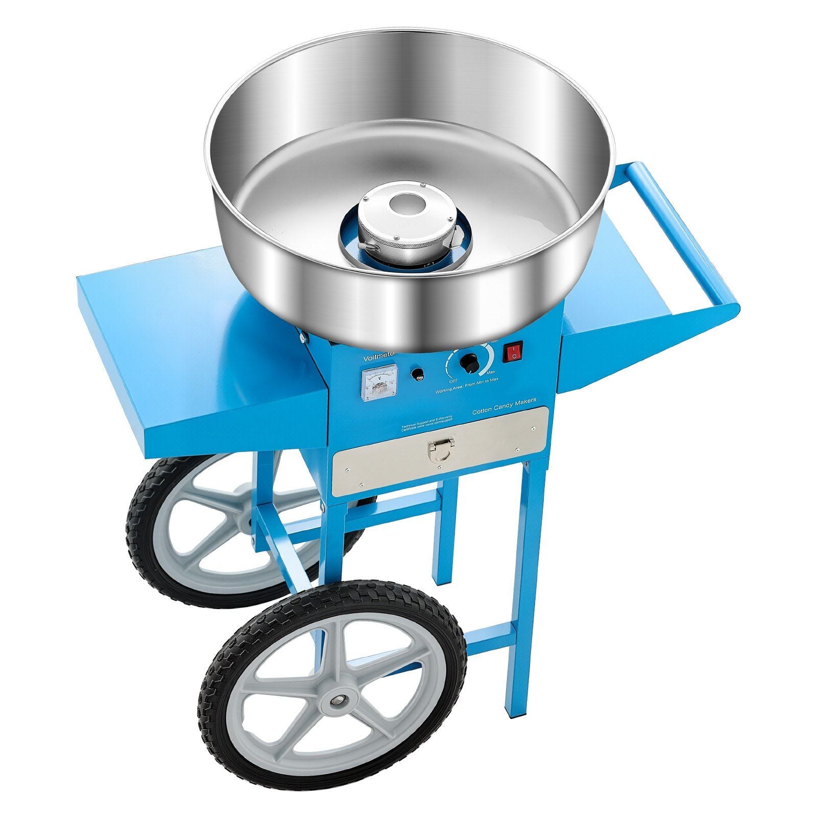 Electric Cotton Candy Machine with Cart, 1000W Commercial Candy Floss Maker with 52cm Stainless Steel Bowl, V952-HCDRMHTJLSWGM2LX4V3