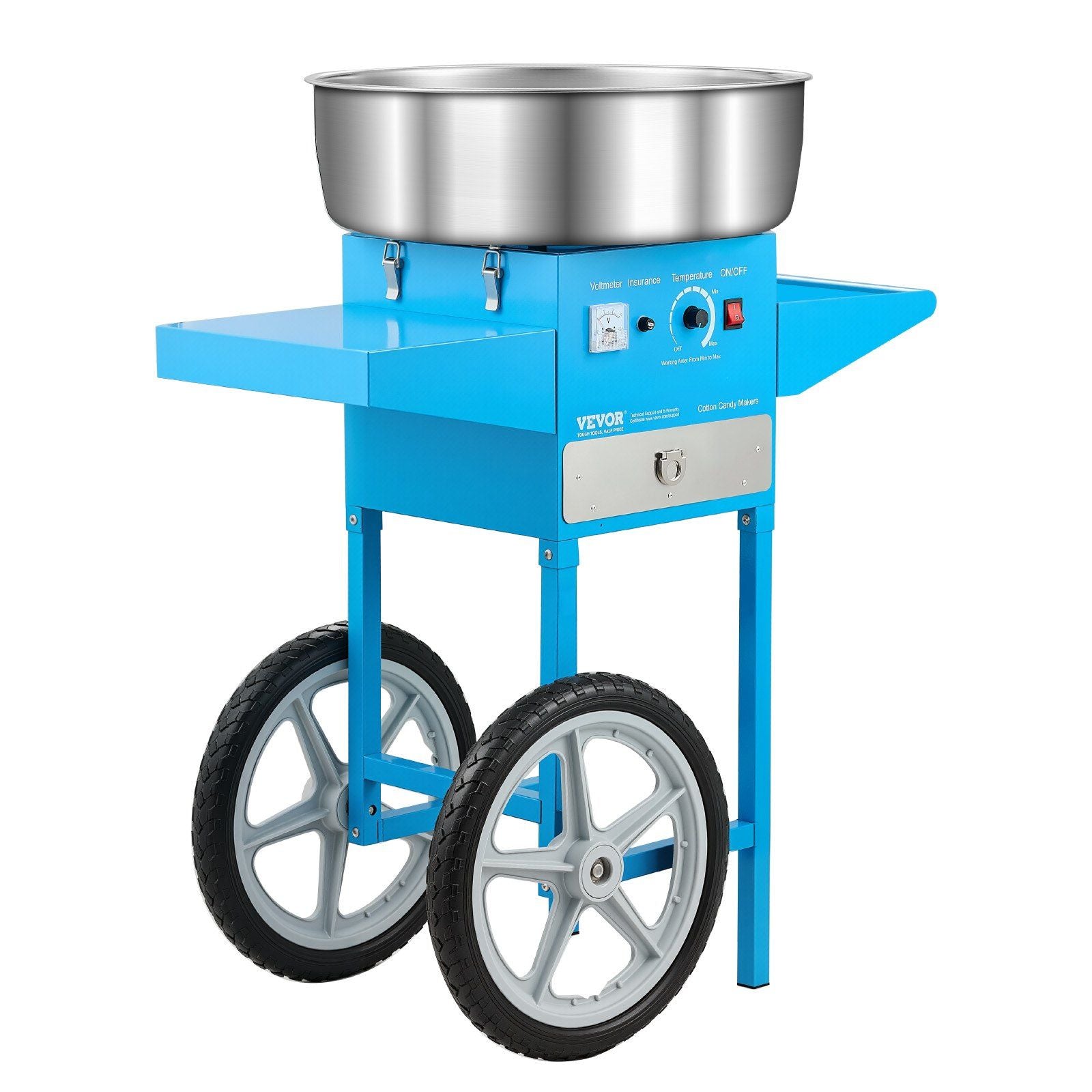 Electric Cotton Candy Machine with Cart, 1000W Commercial Candy Floss Maker with 52cm Stainless Steel Bowl, V952-HCDRMHTJLSWGM2LX4V3