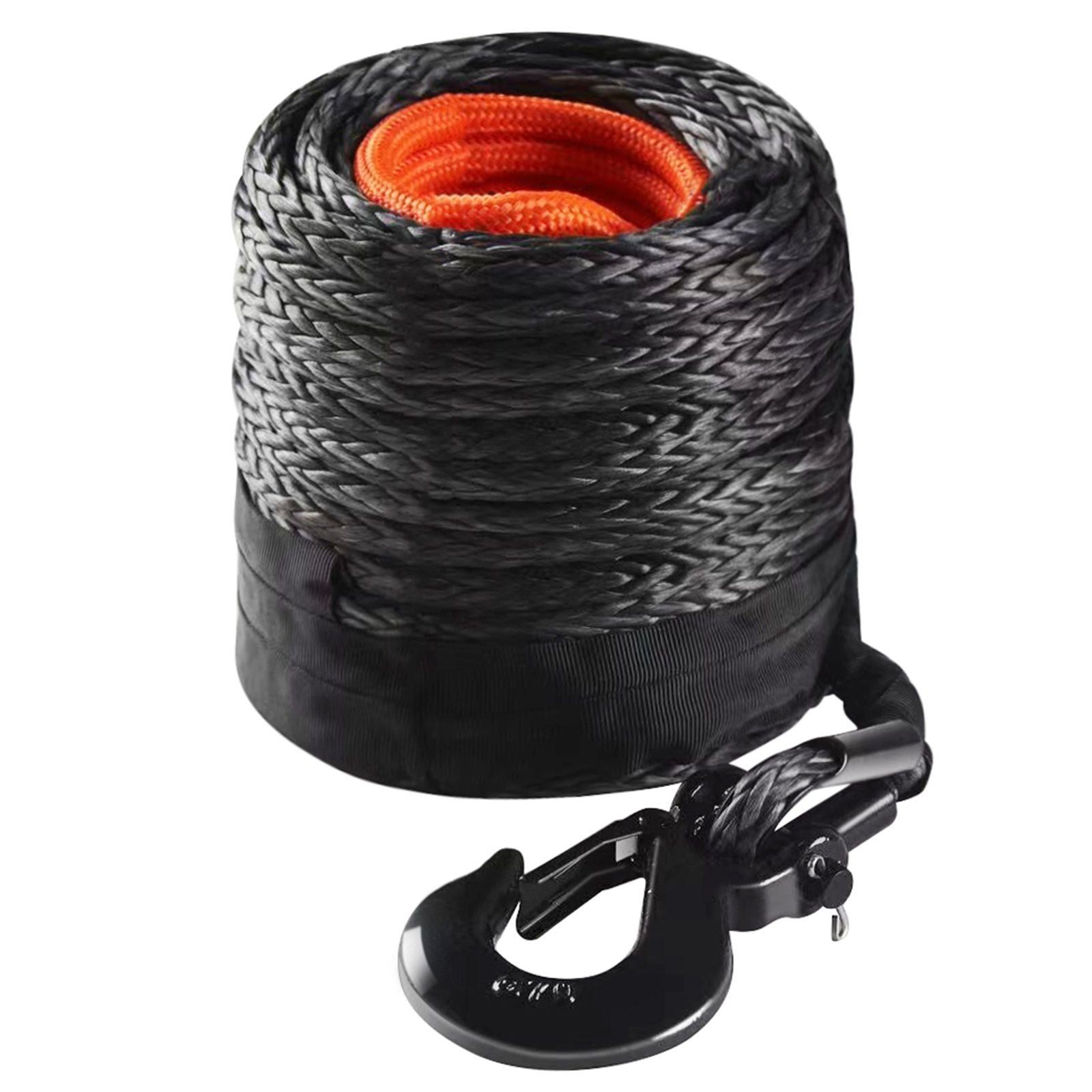 Synthetic Winch Rope, 9.5 mm x 30.5 m, 117.9 kN, Synthetic Winch Line Cable Rope with Protective Sleeve + V952-HCJPSJYX38IN93VS7V0