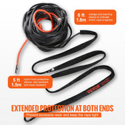 Synthetic Winch Rope, 9.5 mm x 30.5 m, 117.9 kN, Synthetic Winch Line Cable Rope with Protective Sleeve + V952-HCJPSJYX38IN93VS7V0