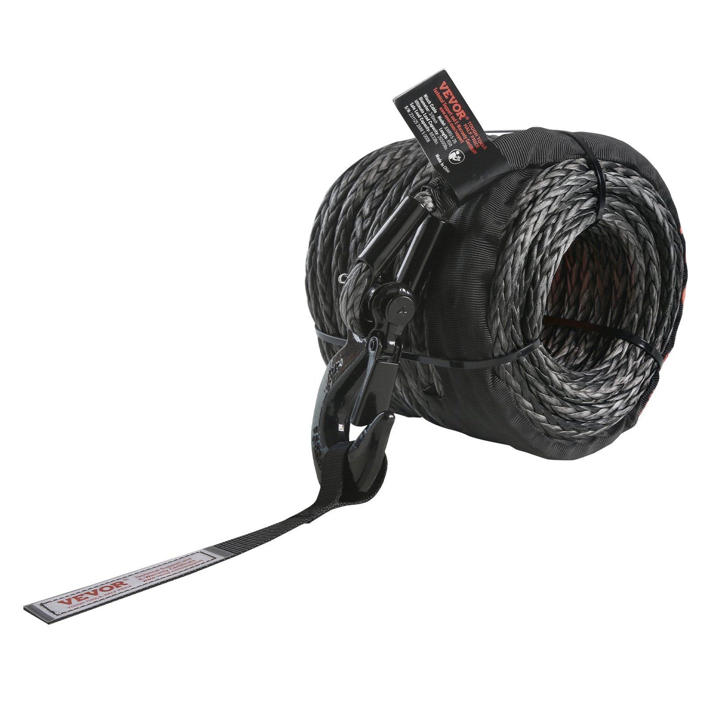 Synthetic Winch Rope, 9.5 mm x 30.5 m, 117.9 kN, Synthetic Winch Line Cable Rope with Protective Sleeve + V952-HCJPSJYX38IN93VS7V0