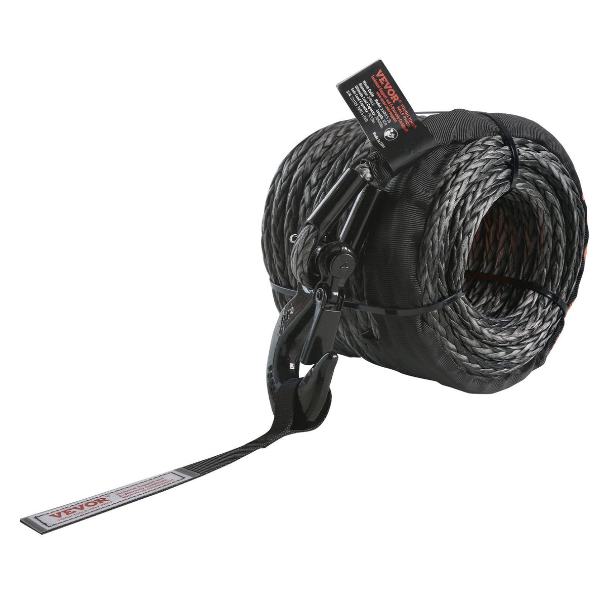 Synthetic Winch Rope, 9.5 mm x 30.5 m, 117.9 kN, Synthetic Winch Line Cable Rope with Protective Sleeve + V952-HCJPSJYX38IN93VS7V0