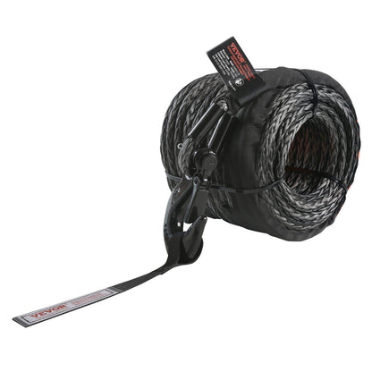 Synthetic Winch Rope, 9.5 mm x 30.5 m, 117.9 kN, Synthetic Winch Line Cable Rope with Protective Sleeve + V952-HCJPSJYX38IN93VS7V0