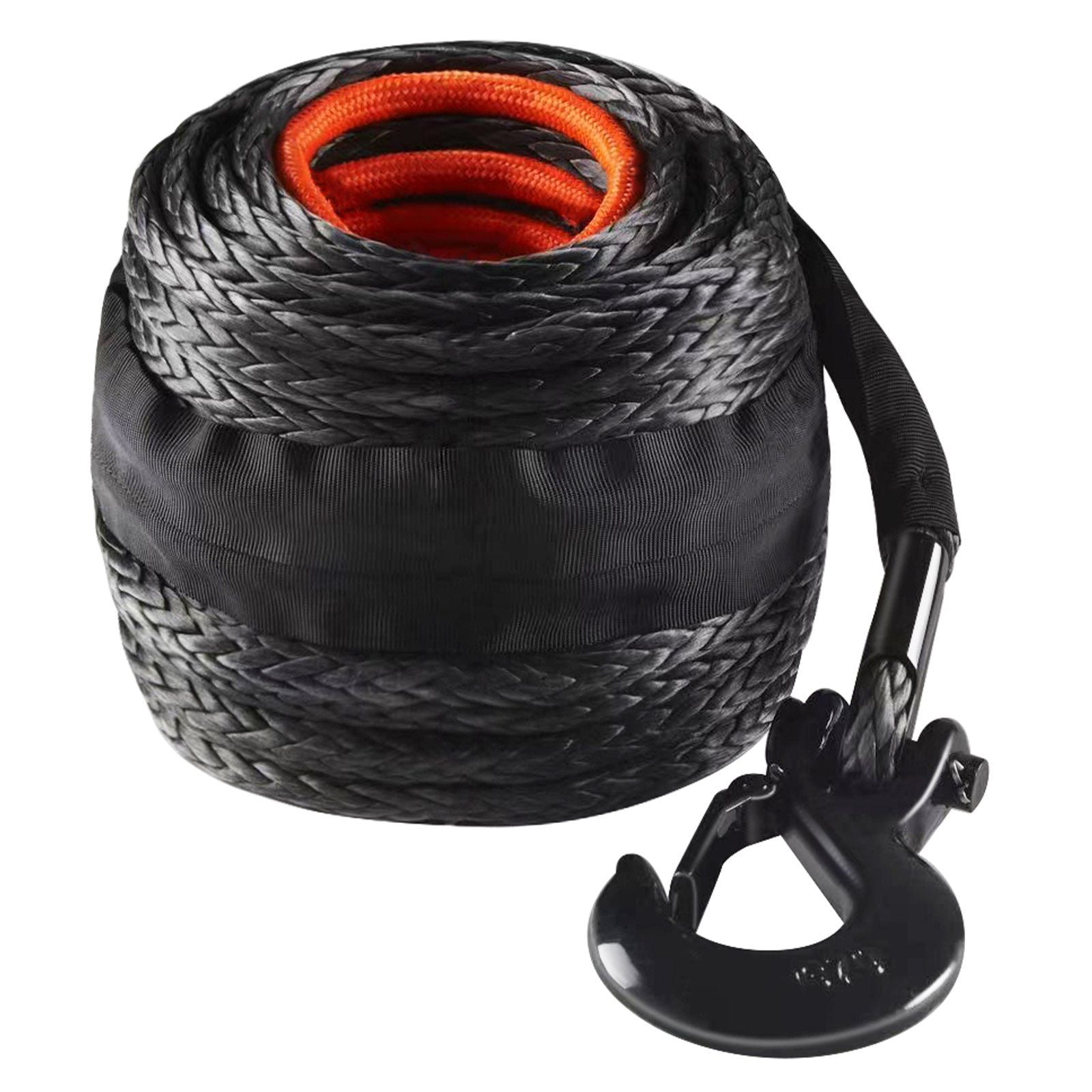 Synthetic Winch Rope, 9.5 mm x 30.5 m, 117.9 kN, Synthetic Winch Line Cable Rope with Protective Sleeve + V952-HCJPSJYX38IN93VS7V0