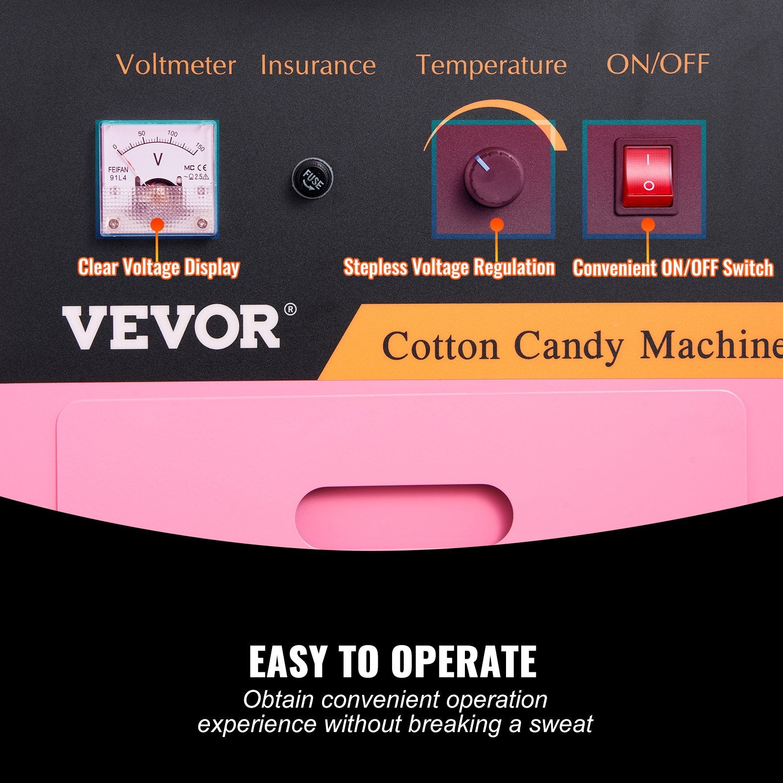 Commercial Cotton Candy Machine with Cart Sugar Floss Maker 1000W Party V952-HCMHTJFSWGZMWVJZKV3