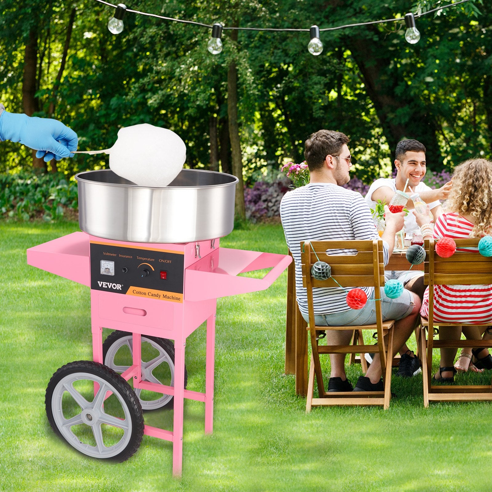 Commercial Cotton Candy Machine with Cart Sugar Floss Maker 1000W Party V952-HCMHTJFSWGZMWVJZKV3
