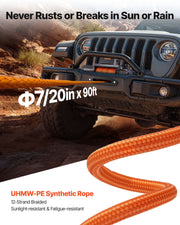 Electric Winch, 4500 kg Load Capacity, 12V DC Truck Winch with 8.9 mm x 27.4 m Synthetic Rope, Wireless & V952-HCSDDJP100008DXYL001V9