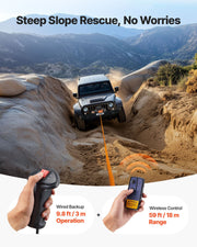 Electric Winch, 5400 kg Load Capacity, 12V DC Truck Winch with 9.1 mm x 23 m Synthetic Rope, Wireless & Wired V952-HCSDDJP120000Z8JO001V9