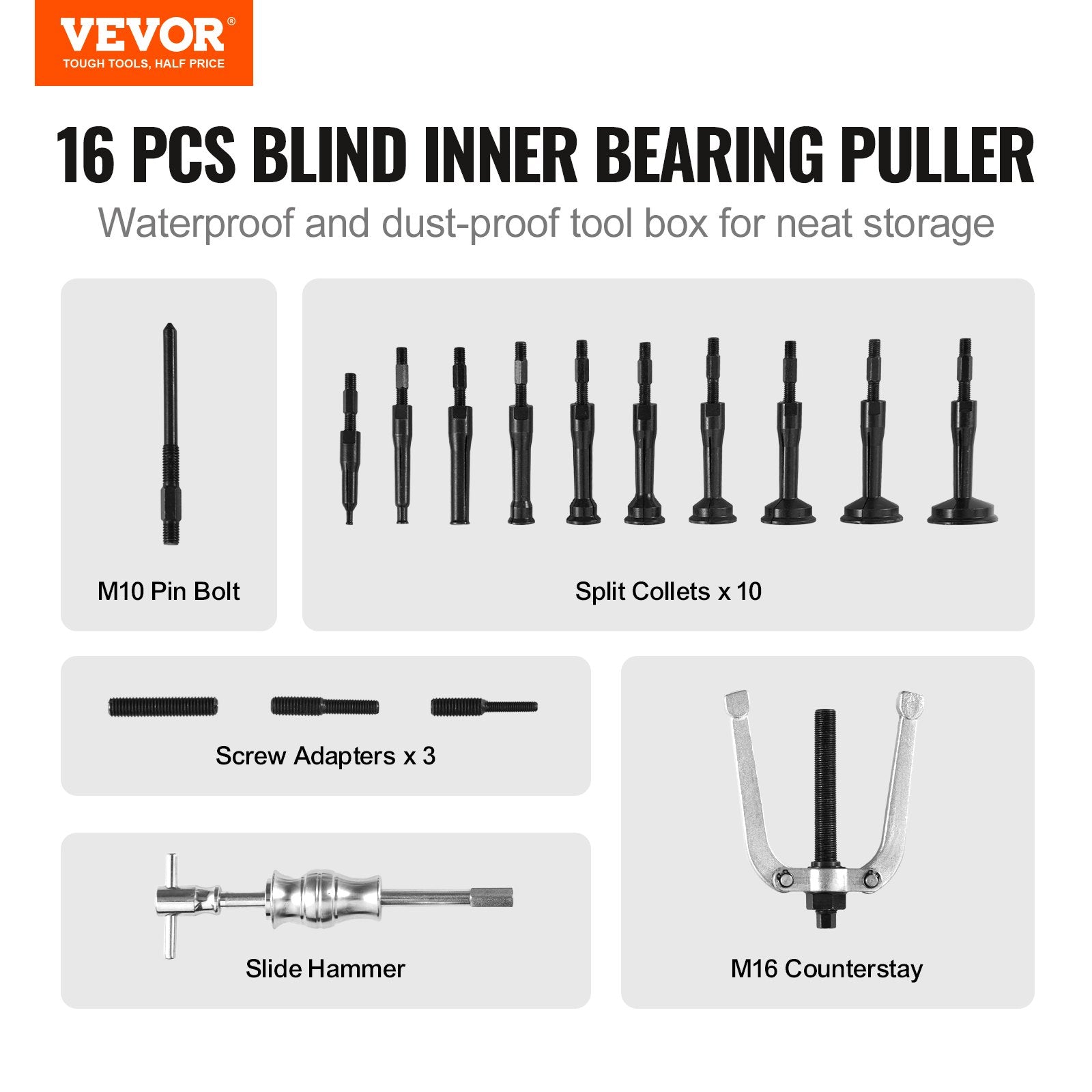 Blind Hole Collet Bearing Race and Seal Puller Extractor Kit, Slide Hammer Pilot Insert Inner Internal V952-HCSNZCLBQ16PD83U8V0