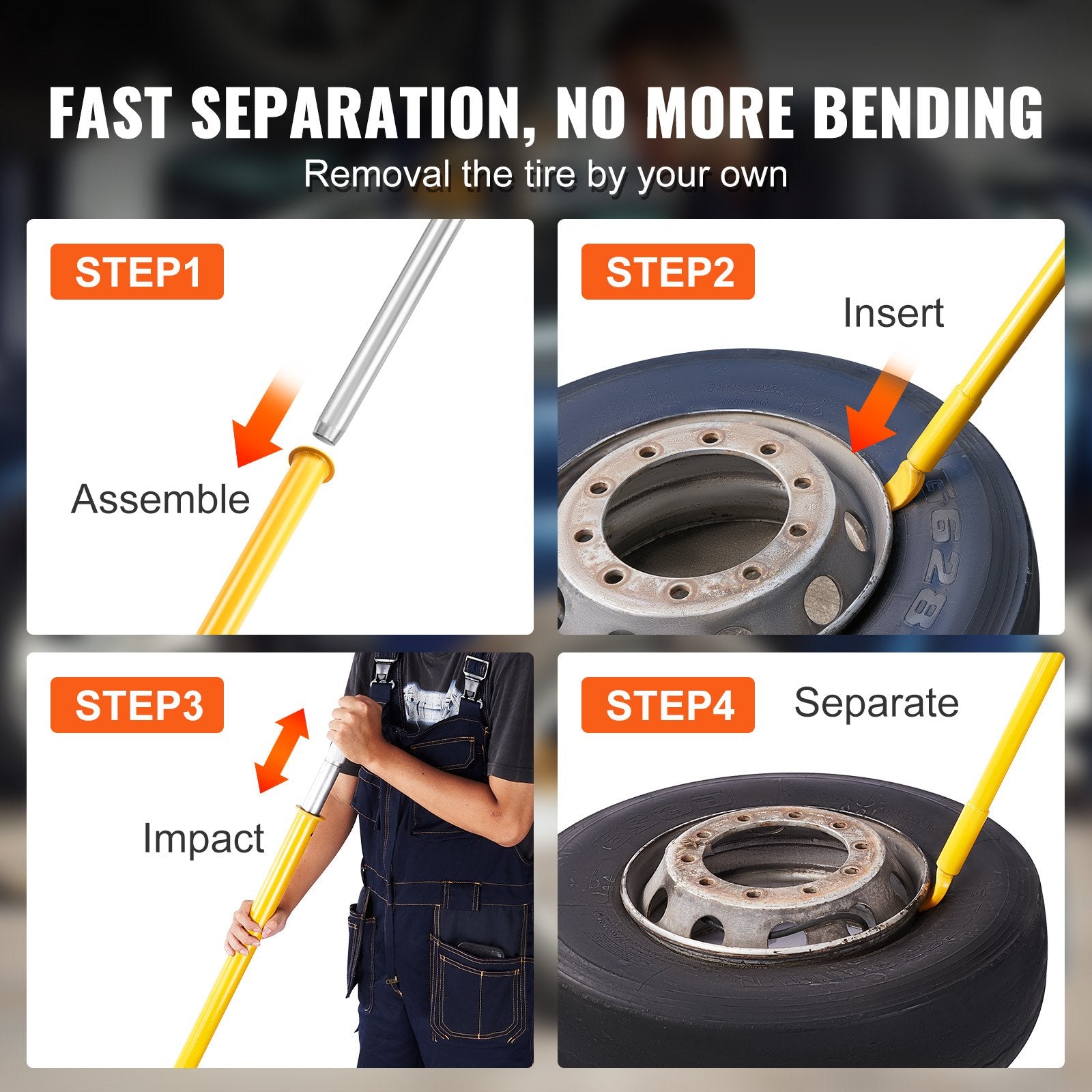 Tire Bead Breaker Slide Hammer, 117.5 cm Length Tire Slide Hammer, Heavy Duty Steel Tire Changing Tool, Tire V952-HCSTQPSJHSTTSOYX5V0