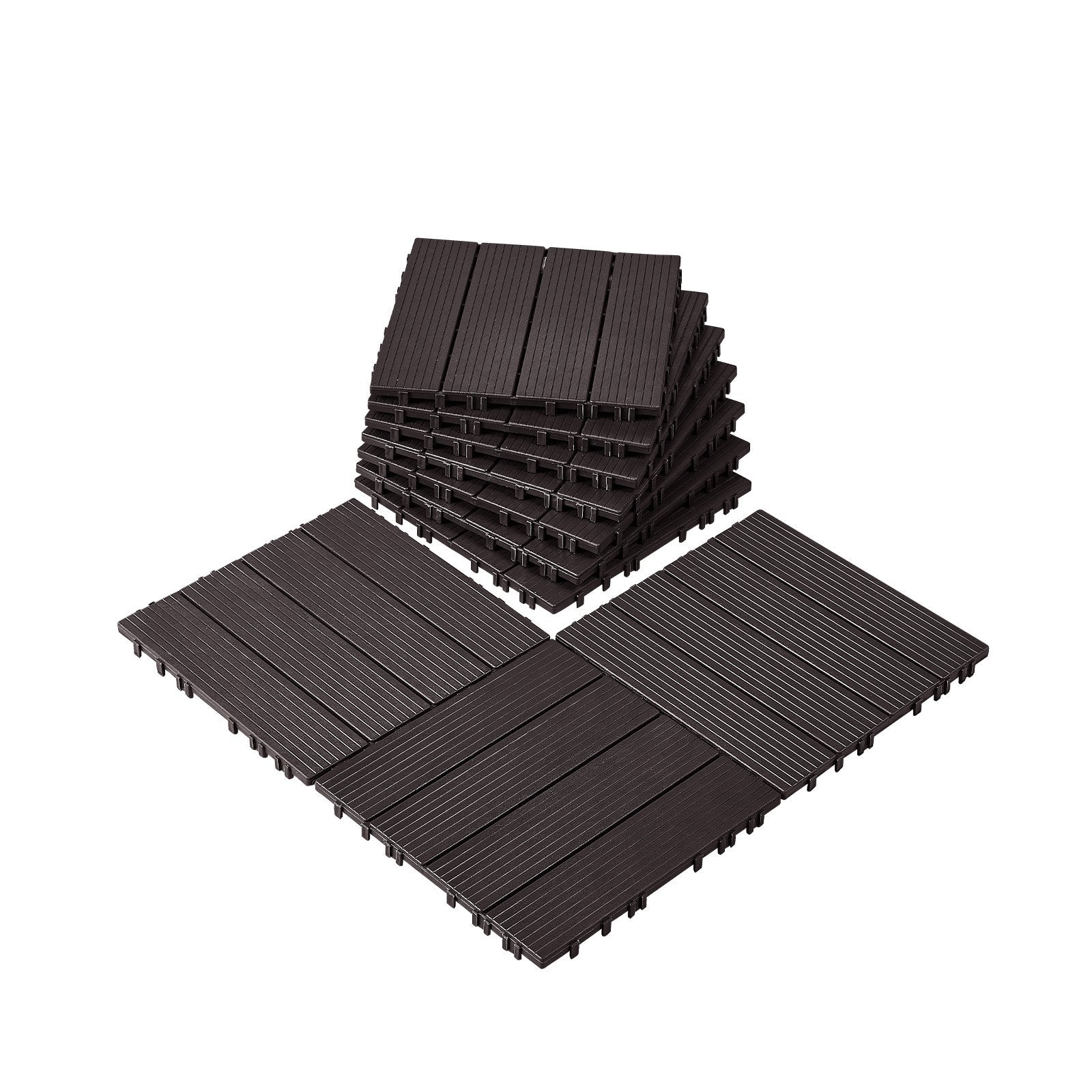 Interlocking Deck Tiles, 10 Pack,12"x12" 10 sq. ft Plastic Waterproof Outdoor Flooring All Weather Use, Patio V952-HDDBSL4TBTSZNBR2SV0