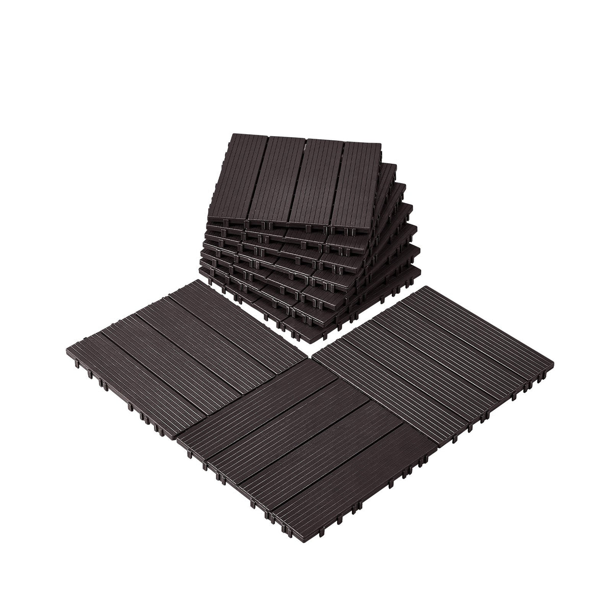 Interlocking Deck Tiles, 10 Pack,12"x12" 10 sq. ft Plastic Waterproof Outdoor Flooring All Weather Use, Patio V952-HDDBSL4TBTSZNBR2SV0