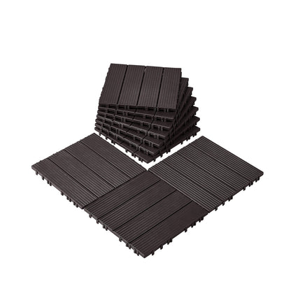 Interlocking Deck Tiles, 10 Pack,12"x12" 10 sq. ft Plastic Waterproof Outdoor Flooring All Weather Use, Patio V952-HDDBSL4TBTSZNBR2SV0