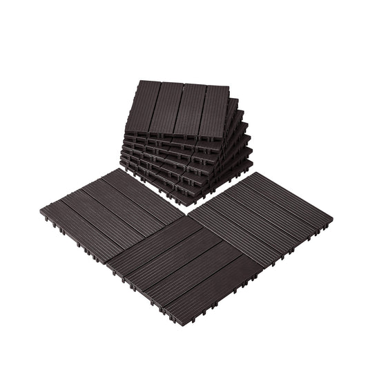 Interlocking Deck Tiles, 10 Pack,12"x12" 10 sq. ft Plastic Waterproof Outdoor Flooring All Weather Use, Patio V952-HDDBSL4TBTSZNBR2SV0