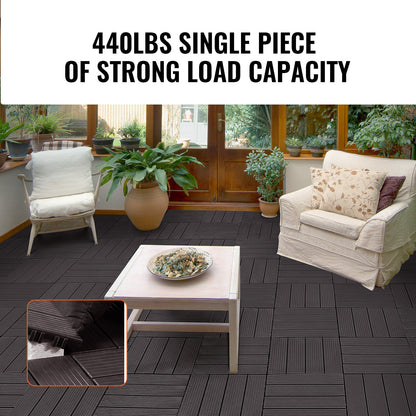 Interlocking Deck Tiles, 10 Pack,12"x12" 10 sq. ft Plastic Waterproof Outdoor Flooring All Weather Use, Patio V952-HDDBSL4TBTSZNBR2SV0