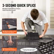 Interlocking Deck Tiles, 10 Pack,12"x12" 10 sq. ft Plastic Waterproof Outdoor Flooring All Weather Use, Patio V952-HDDBSL4TBTSZNBR2SV0