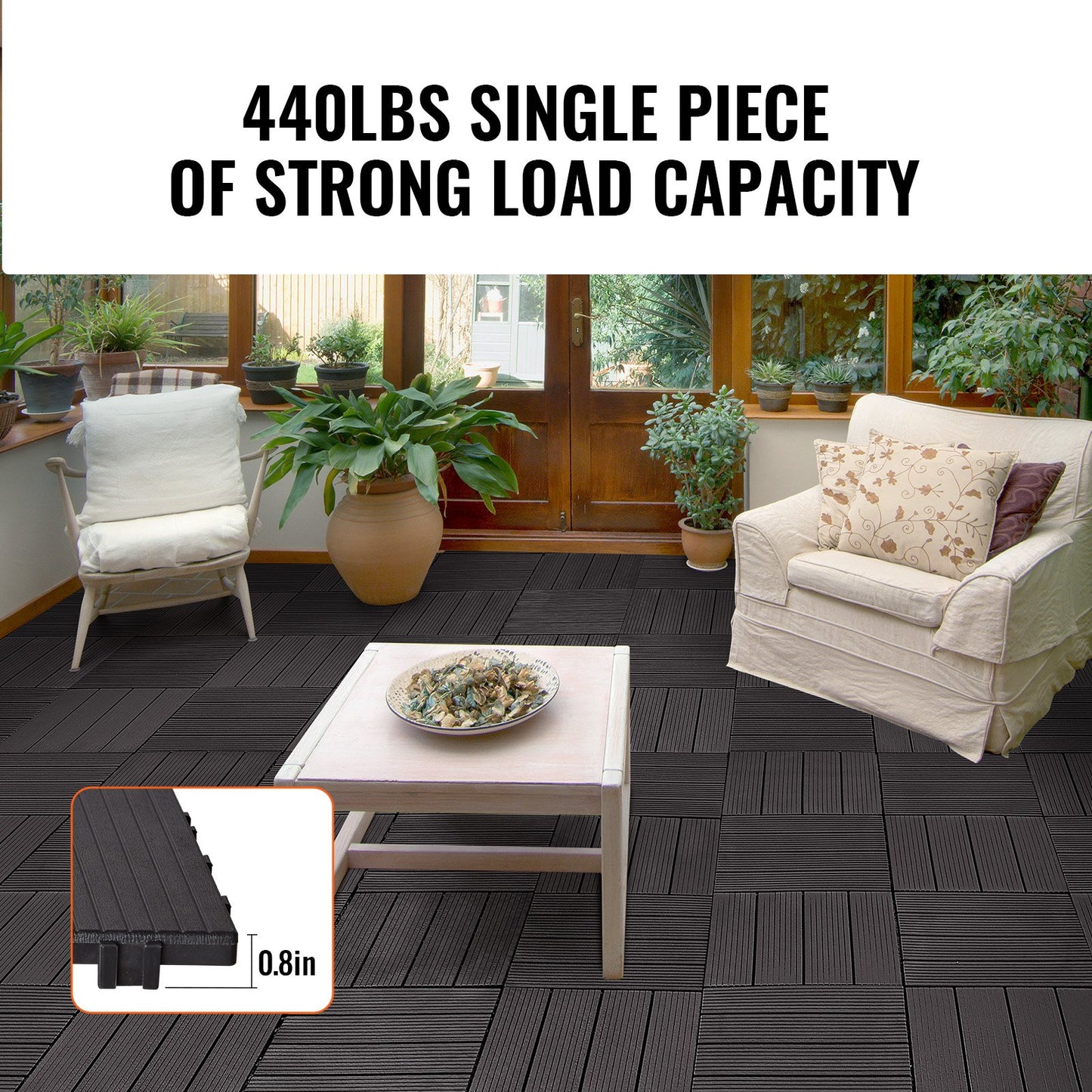 Interlocking Deck Tiles, 36 Pack,11.6"x11.6" 36 sq. ft Plastic Waterproof Outdoor Flooring All Weather Use, V952-HDDBSL4TBTSZO4PBXV0