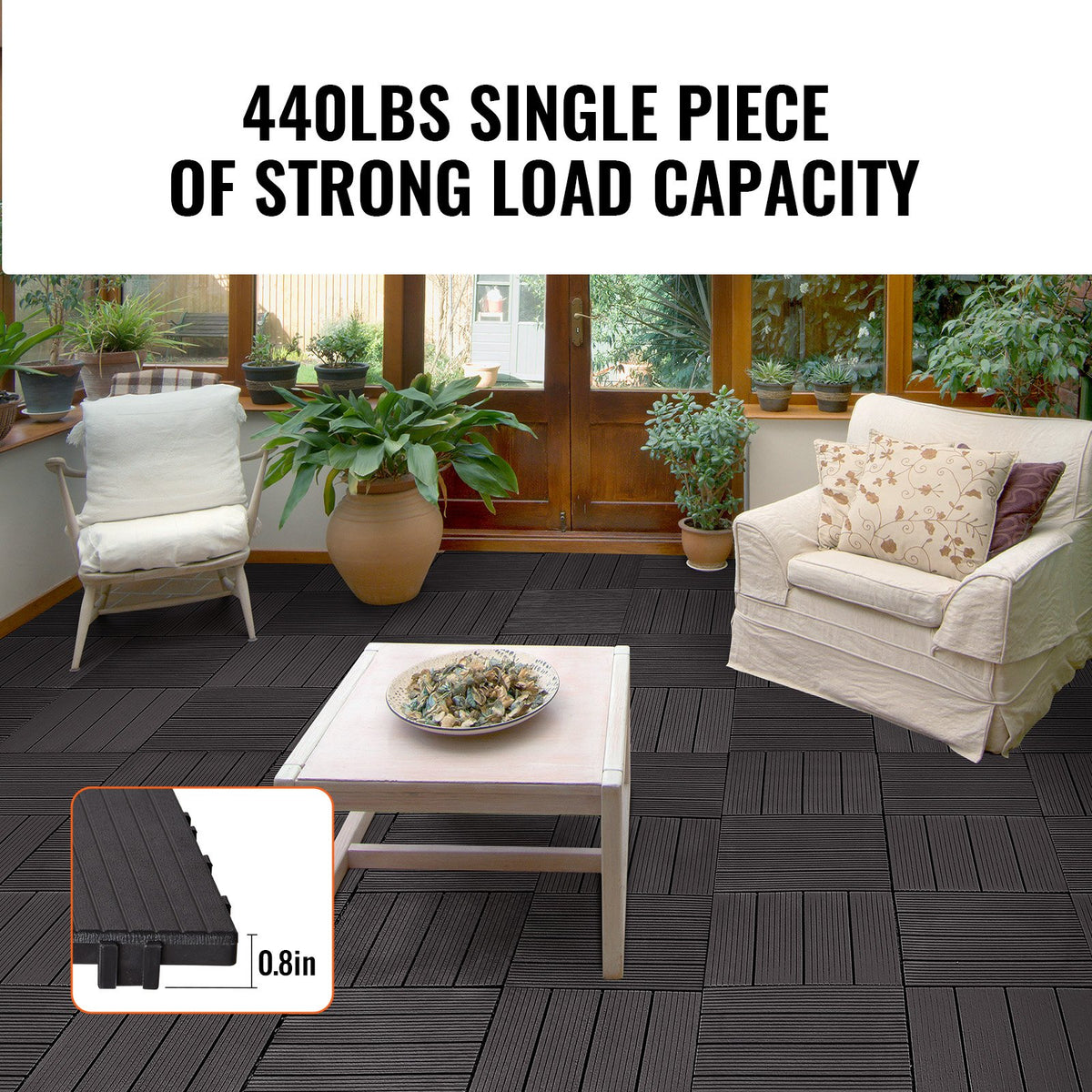 Interlocking Deck Tiles, 36 Pack,11.6"x11.6" 36 sq. ft Plastic Waterproof Outdoor Flooring All Weather Use, V952-HDDBSL4TBTSZO4PBXV0