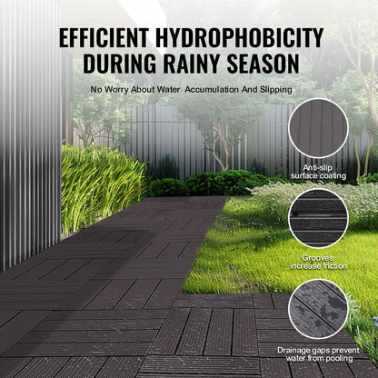 Interlocking Deck Tiles, 36 Pack,11.6"x11.6" 36 sq. ft Plastic Waterproof Outdoor Flooring All Weather Use, V952-HDDBSL4TBTSZO4PBXV0