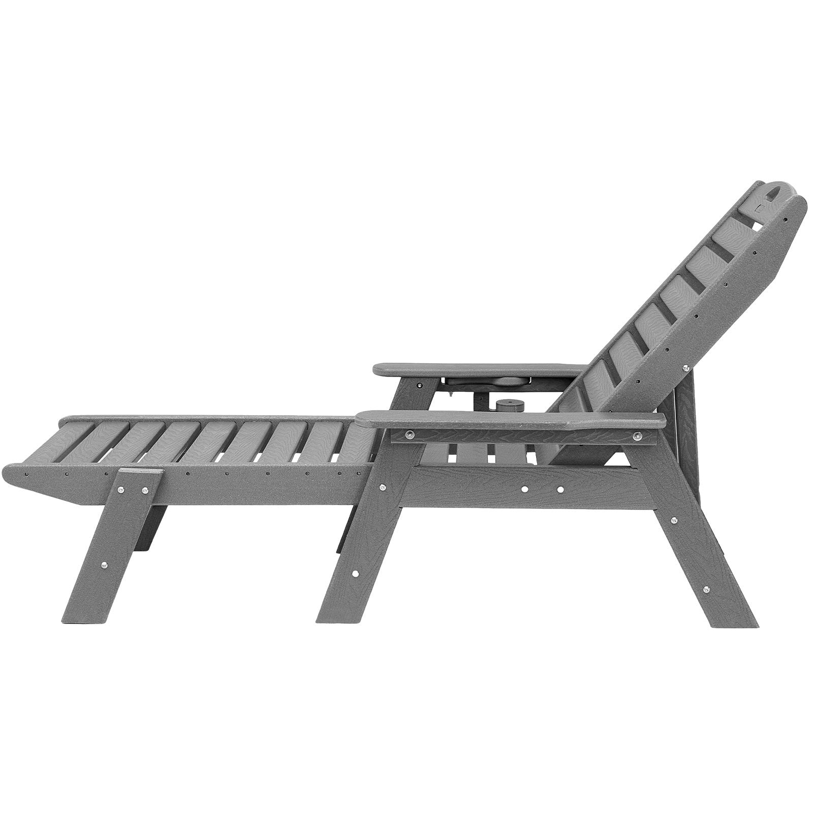 Outdoor Chaise Lounge Chair 6 Positions Reclining Patio Bench Lounger Gray V952-HDPESLTYGDTYX7BM7001V0