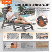 Outdoor Chaise Lounge Chair 6 Positions Reclining Patio Bench Lounger Gray V952-HDPESLTYGDTYX7BM7001V0
