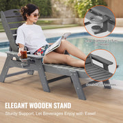 Outdoor Chaise Lounge Chair 6 Positions Reclining Patio Bench Lounger Gray V952-HDPESLTYGDTYX7BM7001V0
