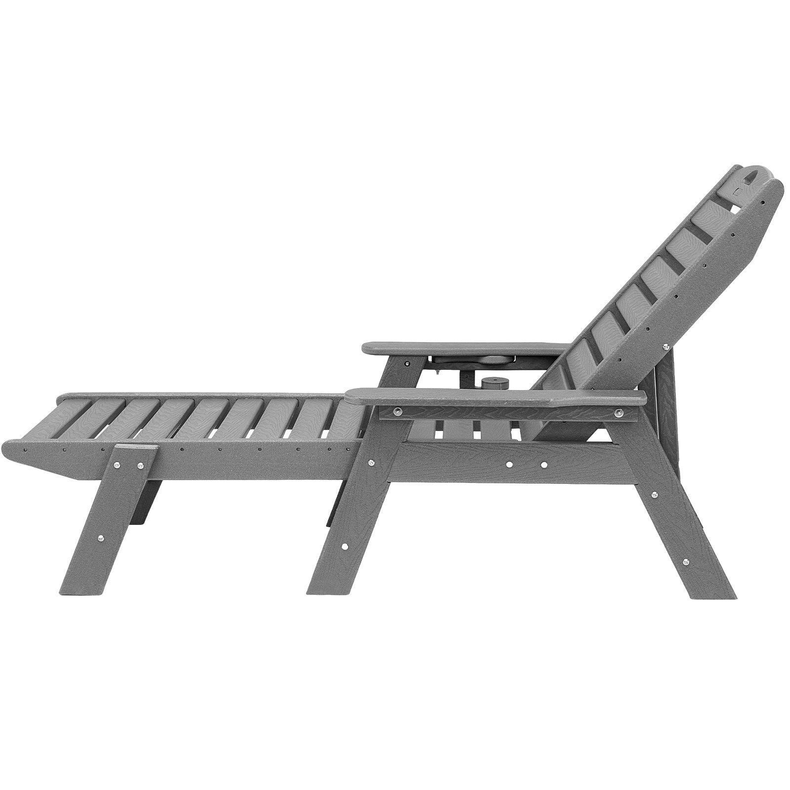 Outdoor Chaise Lounge Chair 6 Positions Reclining Patio Bench Lounger Gray V952-HDPESLTYGDTYX7BM7001V0