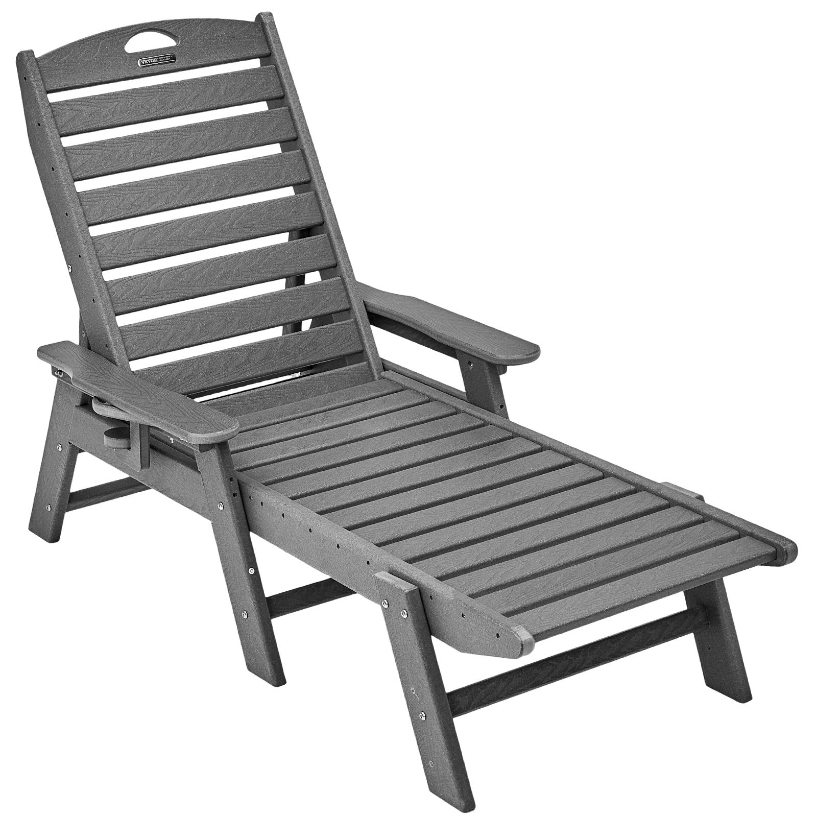 Outdoor Chaise Lounge Chair 6 Positions Reclining Patio Bench Lounger Gray V952-HDPESLTYGDTYX7BM7001V0