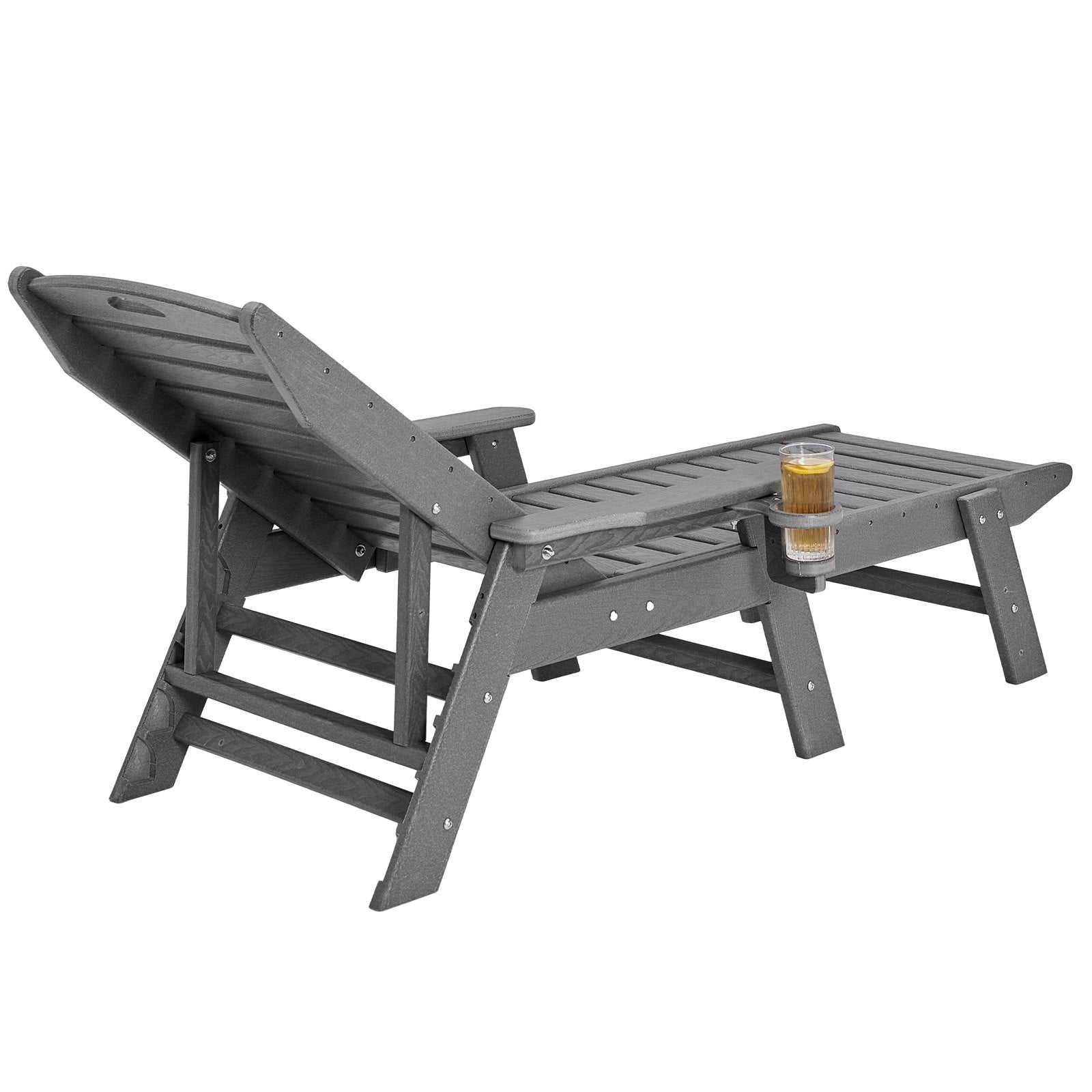 Outdoor Chaise Lounge Chair 6 Positions Reclining Patio Bench Lounger Gray V952-HDPESLTYGDTYX7BM7001V0