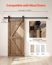 1830 mm Sliding Barn Door Hardware Kit for Single Sliding Barn Door Black V952-HDSMDGDGDM2D9TRAQ001V0