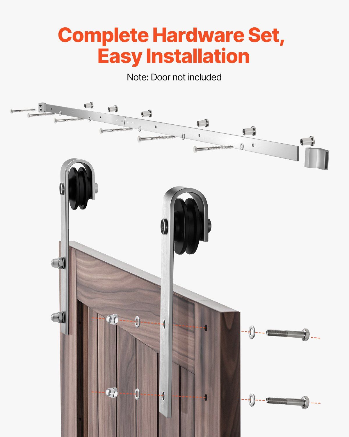 8FT Sliding Barn Door Hardware Kit, 330 LBS Weight Capacity, Compatible with 42 to 48 Inches Width & 1-3/8 to V952-HDSMDGDGDM2D9X4QD001V0