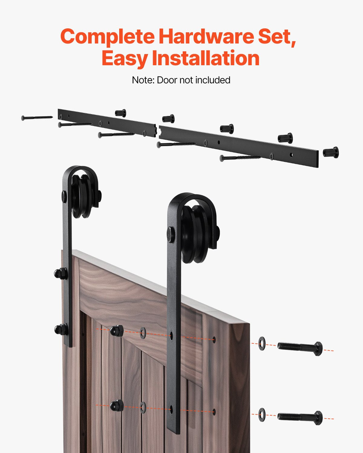 1500 mm Sliding Barn Door Hardware Kit for Single Sliding Barn Door Black V952-HDSMDGDGDM2DBQT76001V0