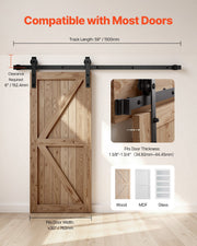 1500 mm Sliding Barn Door Hardware Kit for Single Sliding Barn Door Black V952-HDSMDGDGDM2DBQT76001V0
