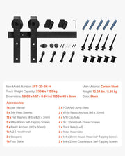 1500 mm Sliding Barn Door Hardware Kit for Single Sliding Barn Door Black V952-HDSMDGDGDM2DBQT76001V0