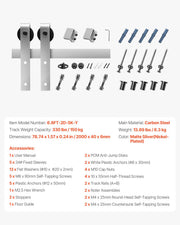 2000 mm Sliding Barn Door Hardware Kit for Single Sliding Barn Door Silver V952-HDSMDGDGDM2DHTNXT001V0