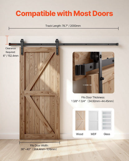 6.6FT Sliding Barn Door Hardware Kit, 330 LBS Weight Capacity, Compatible with 36-40 Inches Width & 1-3/8 to V952-HDSMDGDGDM2DO5VMP001V0
