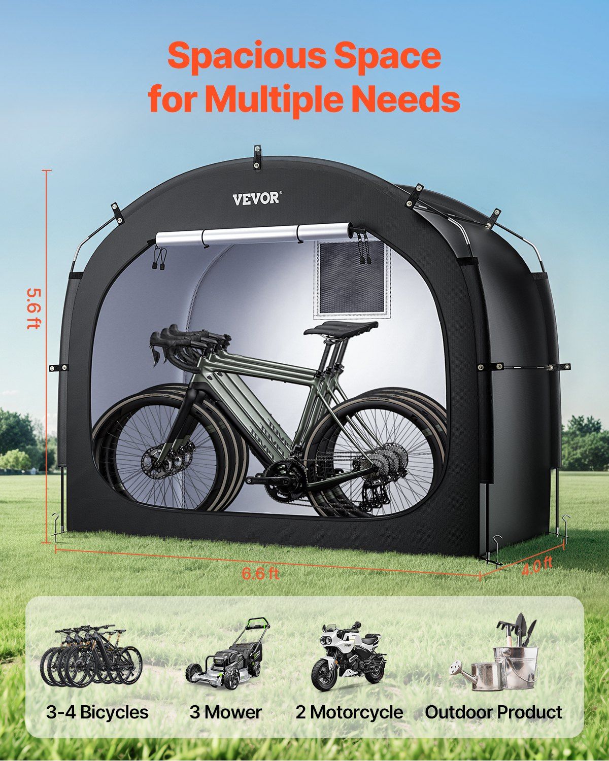 Bike Storage Tent, 3 to 4 Bikes, Outdoor Spacious Bike Storage Tent with Ventilated Window, Waterproof V952-HDZXCP56664FUISQ9V0