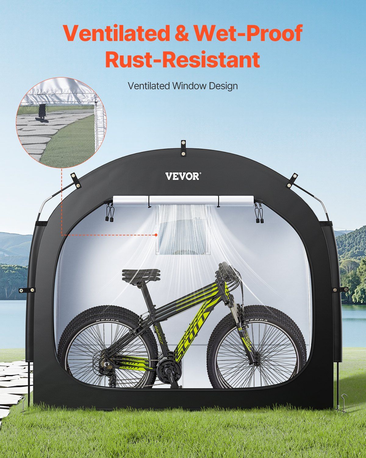 Bike Storage Tent, 3 to 4 Bikes, Outdoor Spacious Bike Storage Tent with Ventilated Window, Waterproof V952-HDZXCP56664FUISQ9V0