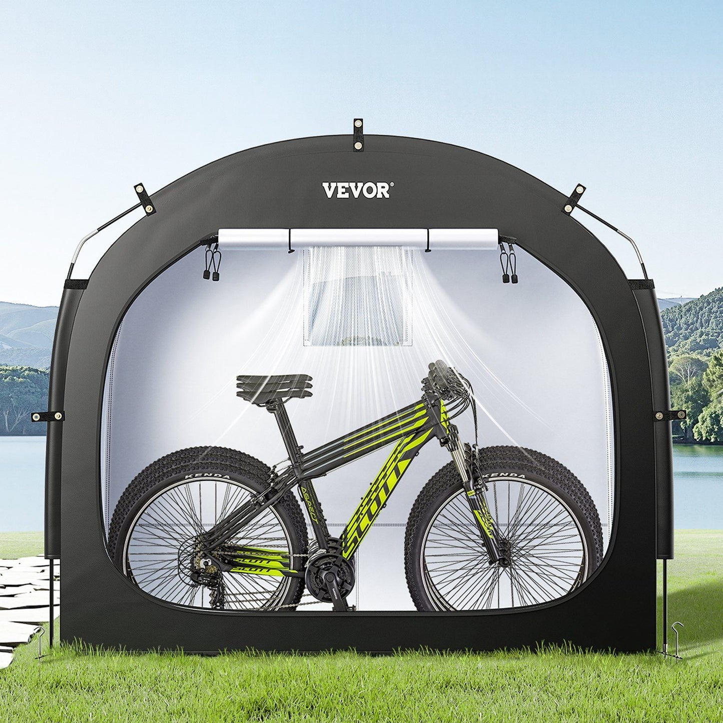 Bike Storage Tent, 3 to 4 Bikes, Outdoor Spacious Bike Storage Tent with Ventilated Window, Waterproof V952-HDZXCP56664FUISQ9V0
