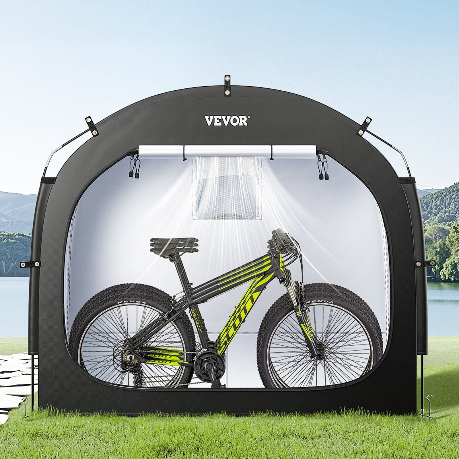 Bike Storage Tent, 3 to 4 Bikes, Outdoor Spacious Bike Storage Tent with Ventilated Window, Waterproof V952-HDZXCP56664FUISQ9V0