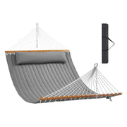 Double Quilted Fabric Hammock, 12 FT Double Hammock with Hardwood Spreader Bars, 2 Person Quilted Hammock V952-HFDCBDZJYZXCHF9R8V0