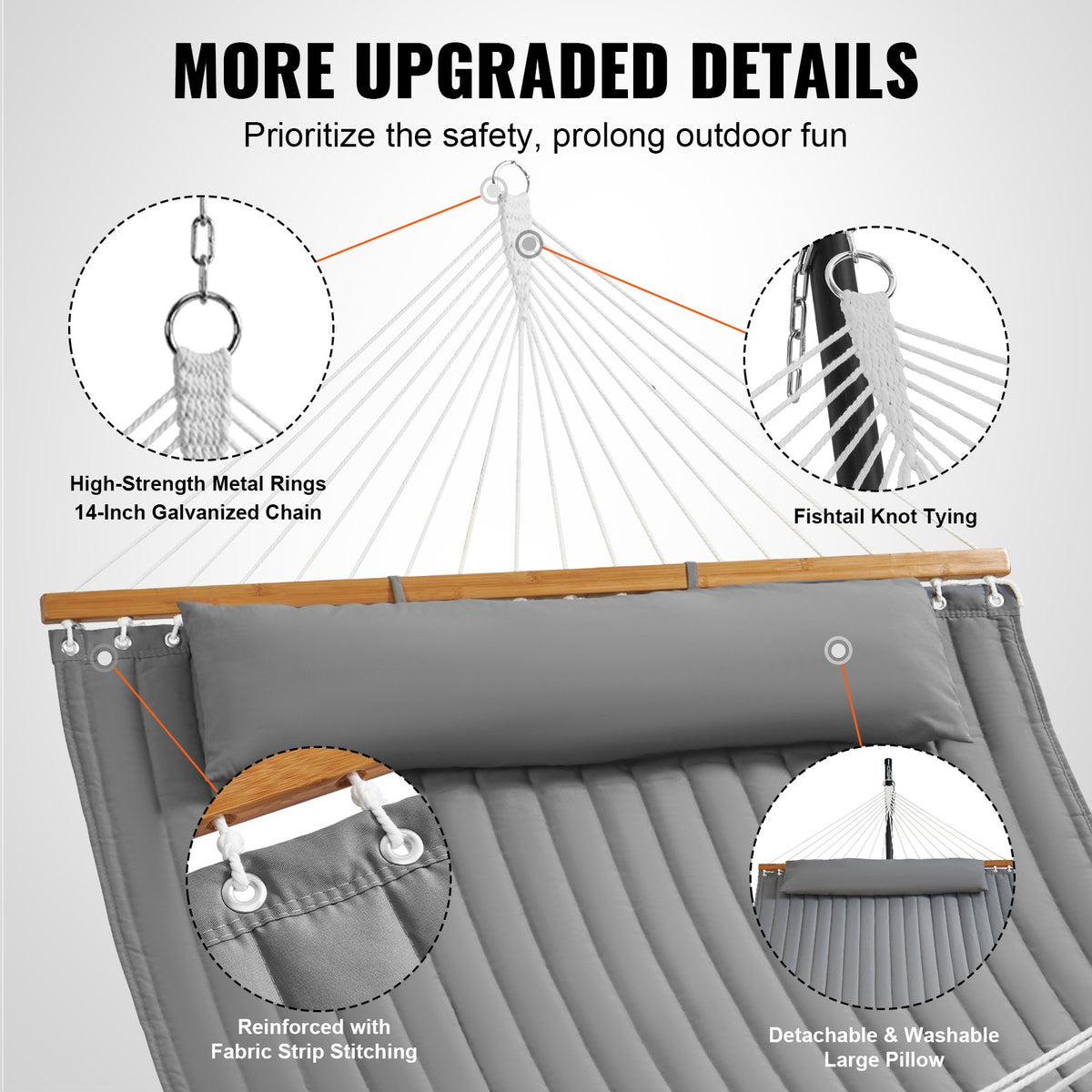Double Quilted Fabric Hammock, 12 FT Double Hammock with Hardwood Spreader Bars, 2 Person Quilted Hammock V952-HFDCBDZJYZXCHF9R8V0