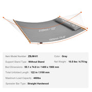 Double Quilted Fabric Hammock, 12 FT Double Hammock with Hardwood Spreader Bars, 2 Person Quilted Hammock V952-HFDCBDZJYZXCHF9R8V0