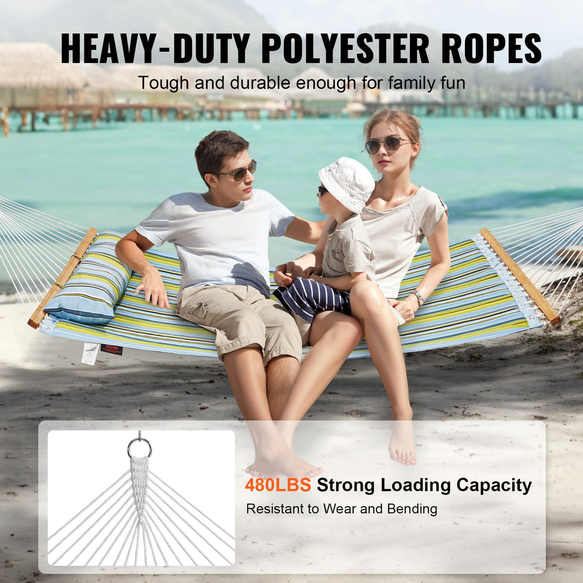 Double Quilted Fabric Hammock, 12 FT Double Hammock with Hardwood Spreader Bars, 2 Person Quilted Hammock V952-HFDCBDZJYZXT01Q05V0