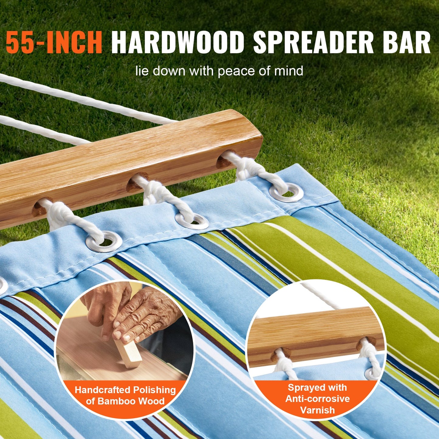 Double Quilted Fabric Hammock, 12 FT Double Hammock with Hardwood Spreader Bars, 2 Person Quilted Hammock V952-HFDCBDZJYZXT01Q05V0