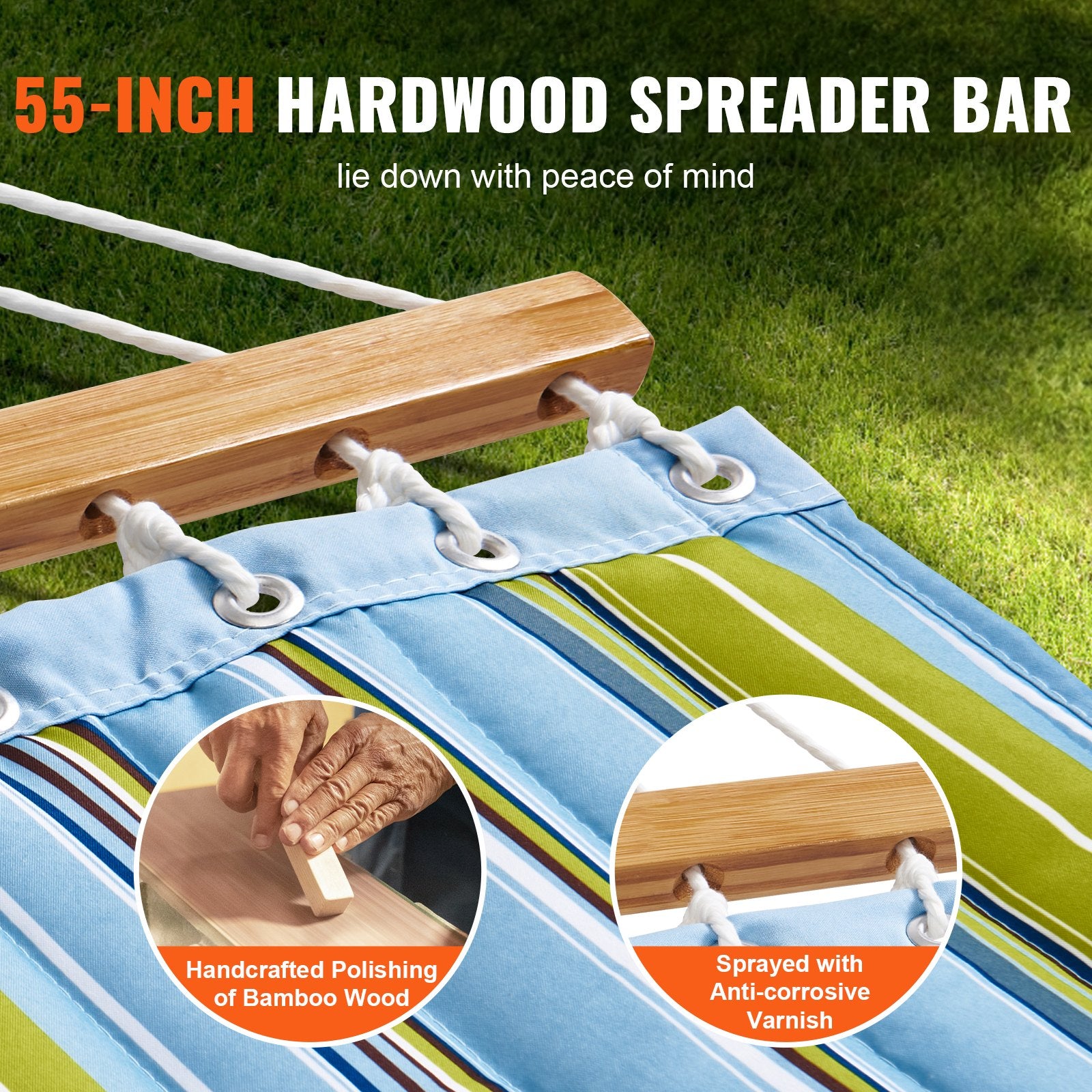 Double Quilted Fabric Hammock, 12 FT Double Hammock with Hardwood Spreader Bars, 2 Person Quilted Hammock V952-HFDCBDZJYZXT01Q05V0