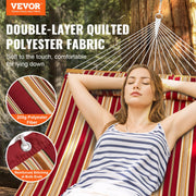 Double Quilted Fabric Hammock, 12 FT Double Hammock with Hardwood Spreader Bars, 2 Person Quilted Hammock V952-HFDCBDZJYZXT62NZ4V0